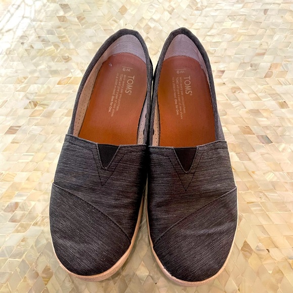 Toms Heathered Blue Slip Ons - Picture 7 of 8